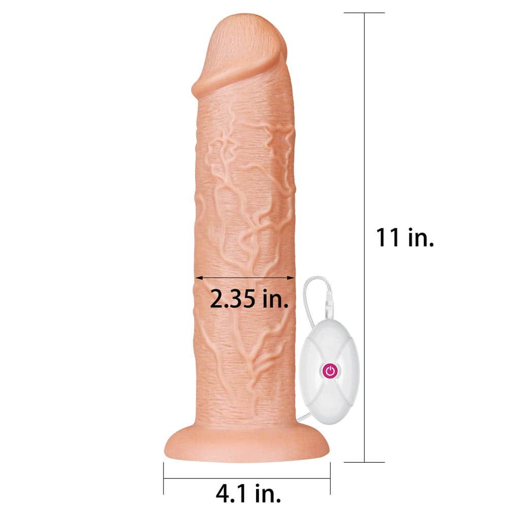 Dildo vibrante lungo realistico da 11'' color carne