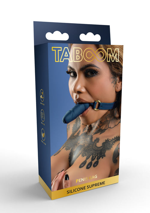 Bavaglio a sfera in silicone per pene blu